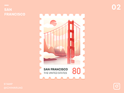 Stamp San Francisco icon illustration red sanfrancisco stamp sun the united states ui us