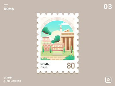 Stamp Roma colosseo icon illustration pantheon roma sketch stamp tree ui