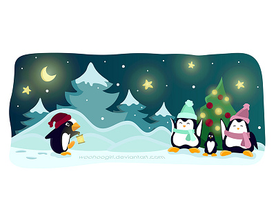 Christmas reunion adobe illustrator animals celebration christmas digital holiday holidays illustration newyear penguin penguins vector winter