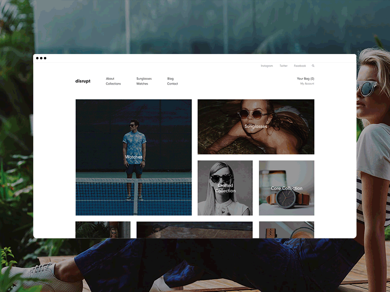 Disrupt typography simple grid ui white website web ecommerce web design