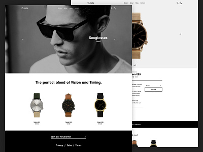 Curate clean e-commerce ecommerce luxe luxury simple sunglasses ui watches web design