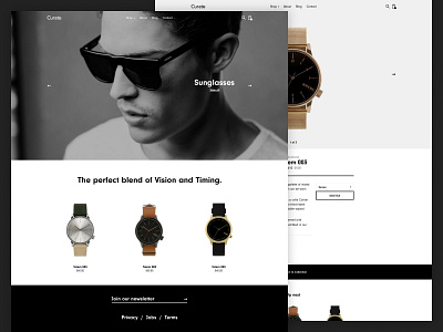 Curate clean e commerce ecommerce luxe luxury simple sunglasses ui watches web design