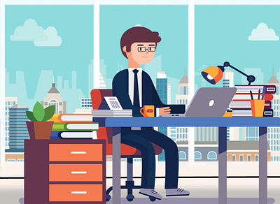 Office Work illustration business characters illustration manager office office sales work
