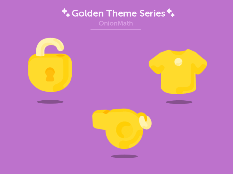 OnionMath golden icons 2d animation design flat golden icon illustration lock ui unlock vip whistle