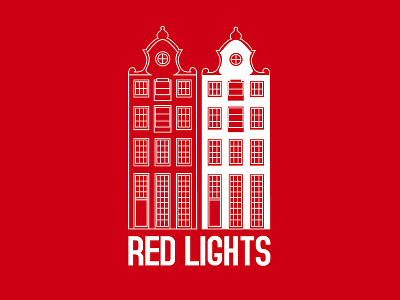 Ausscity - Red Lights amsterdam building illustration red t-shirt