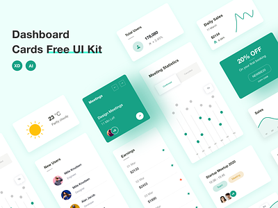 Dashboard Cards - Free UI Kit | Freebie