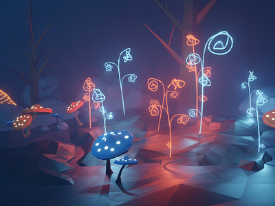 Magic forest 3d animation b3d blender creative design eevee forest low poly magic motion render