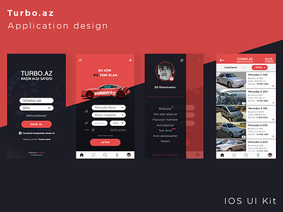 "Turbo Az" Car buying App | IOS UI Kit app application car dashboard design interface mobile red ui user ux