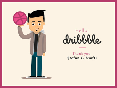 Hello Dribbble character dribble first hello