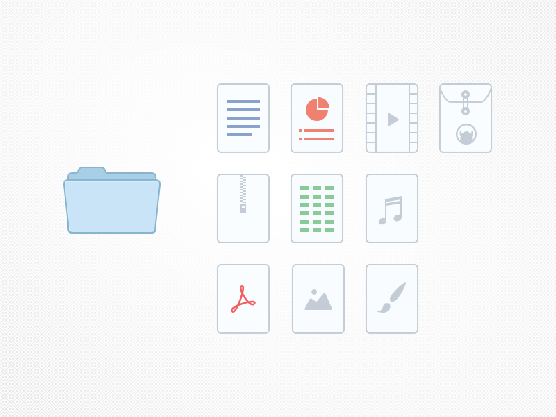 File icons word excel video custom file zip audio sound pdf image creative psd
