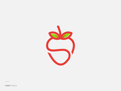 Latters S With Strawberry Logo Designs