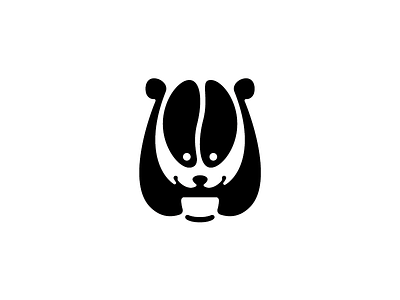 Panda. Logo cafe bean cafe cap coffee drink negative panda plop space