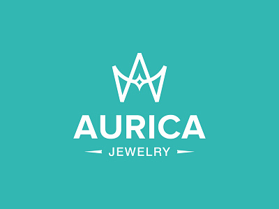 Aurica. Logo design brilliant crown jewel jewelry monogram