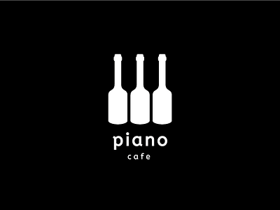 Piano cafe black bottle concept glass idea logo piano white