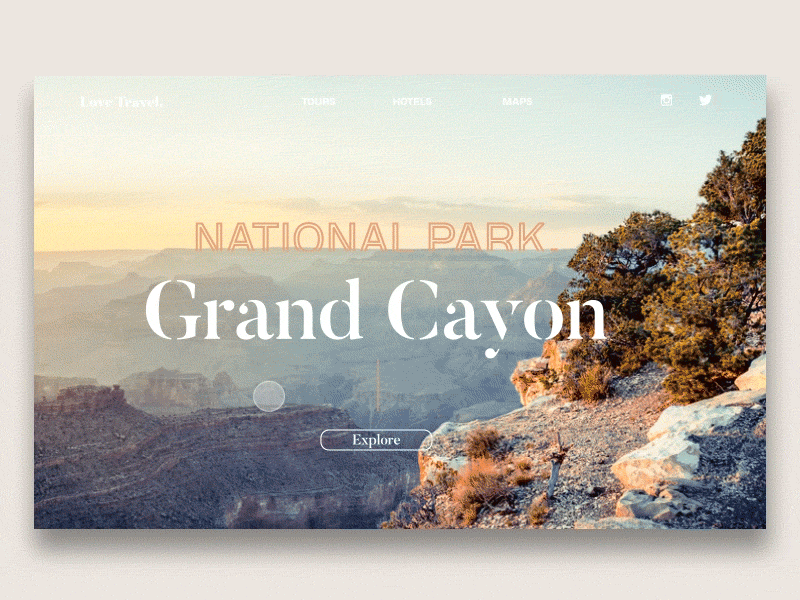 Grand Canyon Parallax Effect animation grand cayon interface national park photography travel ui ux webdesign