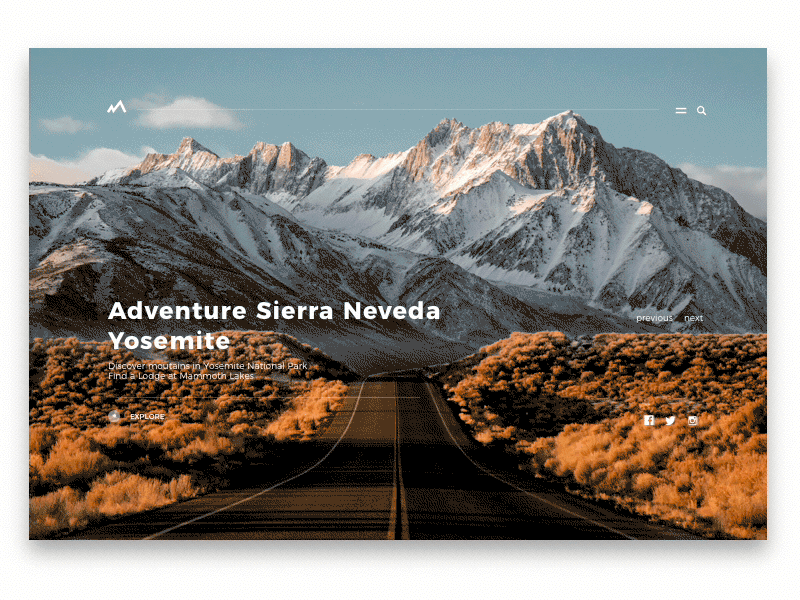 Travel Exploration : Transition Slider animation clean interface minimal mountain national park photography travel ui web web design yosemite
