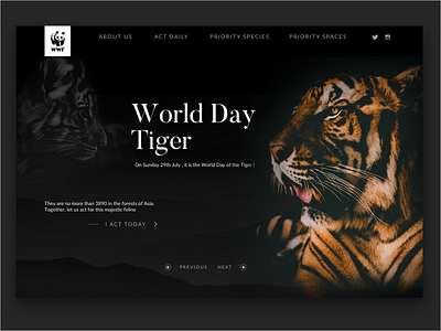 WWF : World Day Tiger animal dark header hero interface tiger ui ux web web design wwf