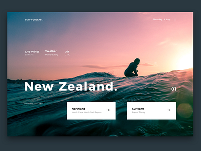 Surf Forecast : Header Concept beach clean header interface minimal new zealand photography surf ui ux web web design