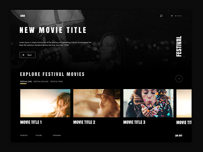 Festival Streaming Homepage Concept art cinema festival homepage interface landing minimal streaming ui ux web webdesign