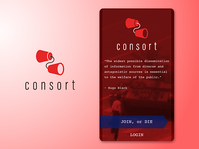 Consort app brand brand development branding design fibonacci identity login login screen logo ui