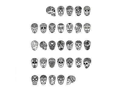 Los Muertos dia de los muertos drawing hand drawn illustration pen and ink skulls