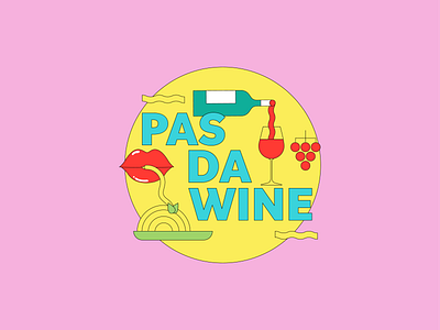 PASDAWINE LOGO branding food and drink illustration lips logo pasta vino wine