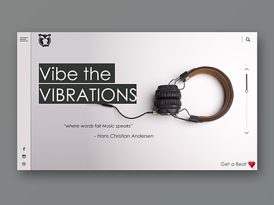 Vibe the Vibrations clean flat gray layout minimal music ui user interface ux web website white