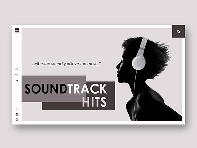 Soundtrack Hits clean flat gray layout minimal music ui user interface ux web website white
