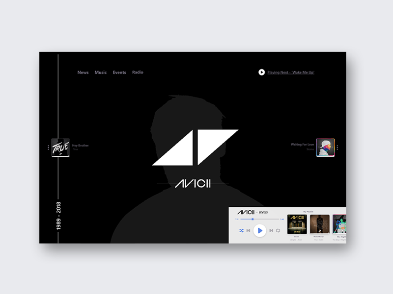 Avicii (Tribute to a Star) webui web minimal creative music dribbble thedailyui ux ui avicii