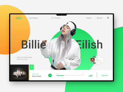 Sound Store | Music & Entertainment app billie clean concept design eilish landing layout minimal music ui uiux user interface ux web website
