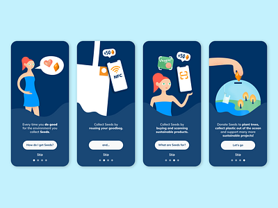 goodbag – Onboarding Screens app branding design environment graphic design illustration mascot typography ui ux vector