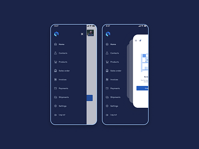 App design mobile side menu sidebar ui uiux