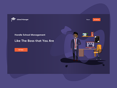 Sch Manager design illustration landing page ui web design