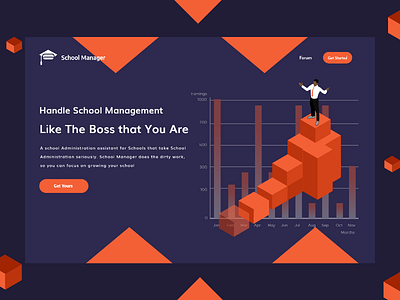 School Manager design illustration landing page ui