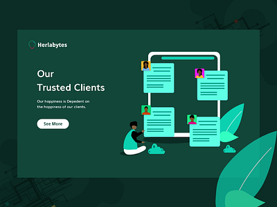 Happy Clients adobe xd design illustration landing page ui vector web design