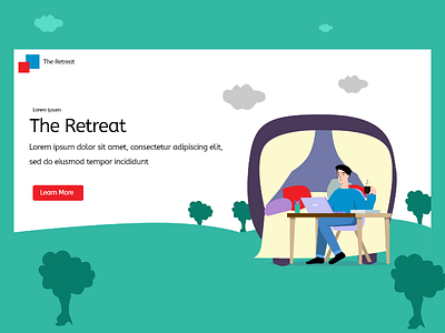 Retreat adobe xd design illustration landing page ui web design