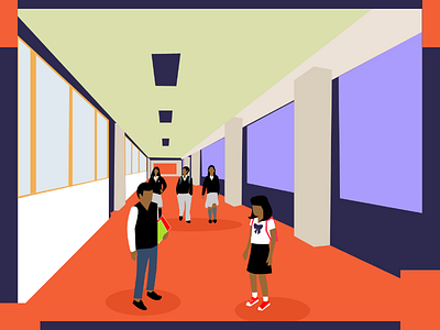 School Walkway adobe xd design illustration ui vector