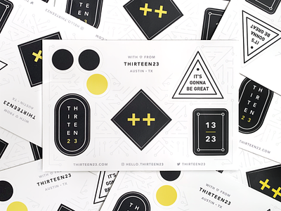 thirteen23 Stickers black and white brand design brand extension branding geometric logos promo stickers swag