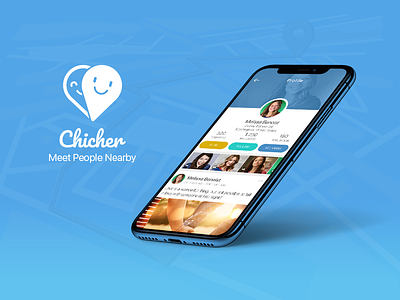 Chicher - Meet People Nearby chicher dribbble gunno invite ios music app redesign thank you ui app ui design uiux weeds brand