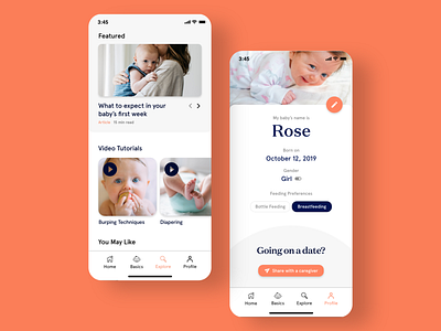 Baby App Concept – Profile app app design baby mobile app mother ui uidesign uiux