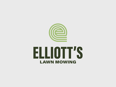 Elliott's Lawn Mowing design icon illustrator logo mark thick lines vector