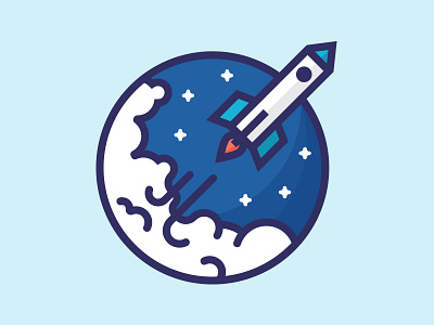 Rocket clouds icon illustration illustrator rocket vector