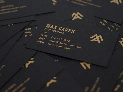 Max Caven Business Cards business cards epic black layout logo monogram print stationery