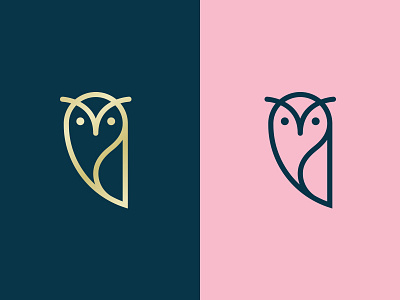 Hooty branding logo mark optometry owl thick lines vector