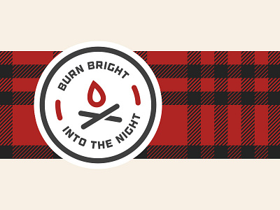 Burn Bright badge camping flannel illustration plaid thick lines vector