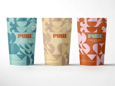 Packaging design for PURE edibles brand identity branding design logo packaging typography