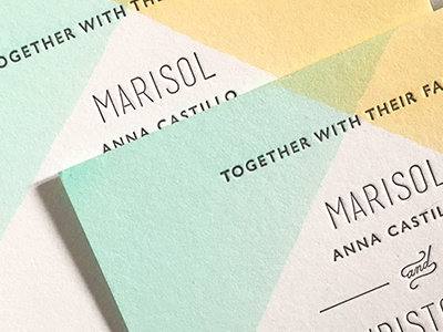 Letterpress Dip dyed Wedding Invitations invitations letterpress
