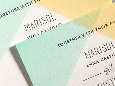 Letterpress Dip dyed Wedding Invitations