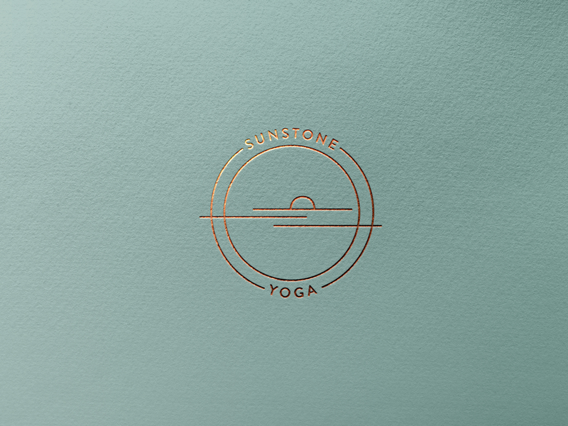 Sunstone Yoga Logo brand identity branding design foil stamp graphic design illustration letterpress logo typography