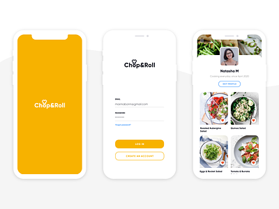 Chop&Roll - Intro Screens app cooking app ios app minimal mobile app recipe app ui ui design user interface ux